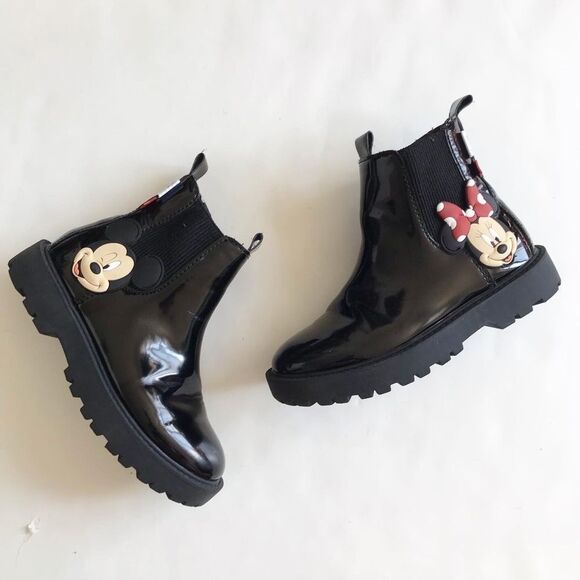 Zara x Disney Mickey Mouse patent boots VGUC size 32(1 youth) - Picture 1 of 9